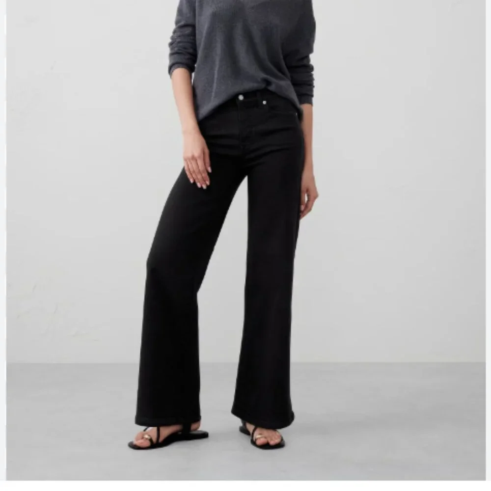 Banana Republic high rise wide leg dark blue jeans 28 6 front pockets